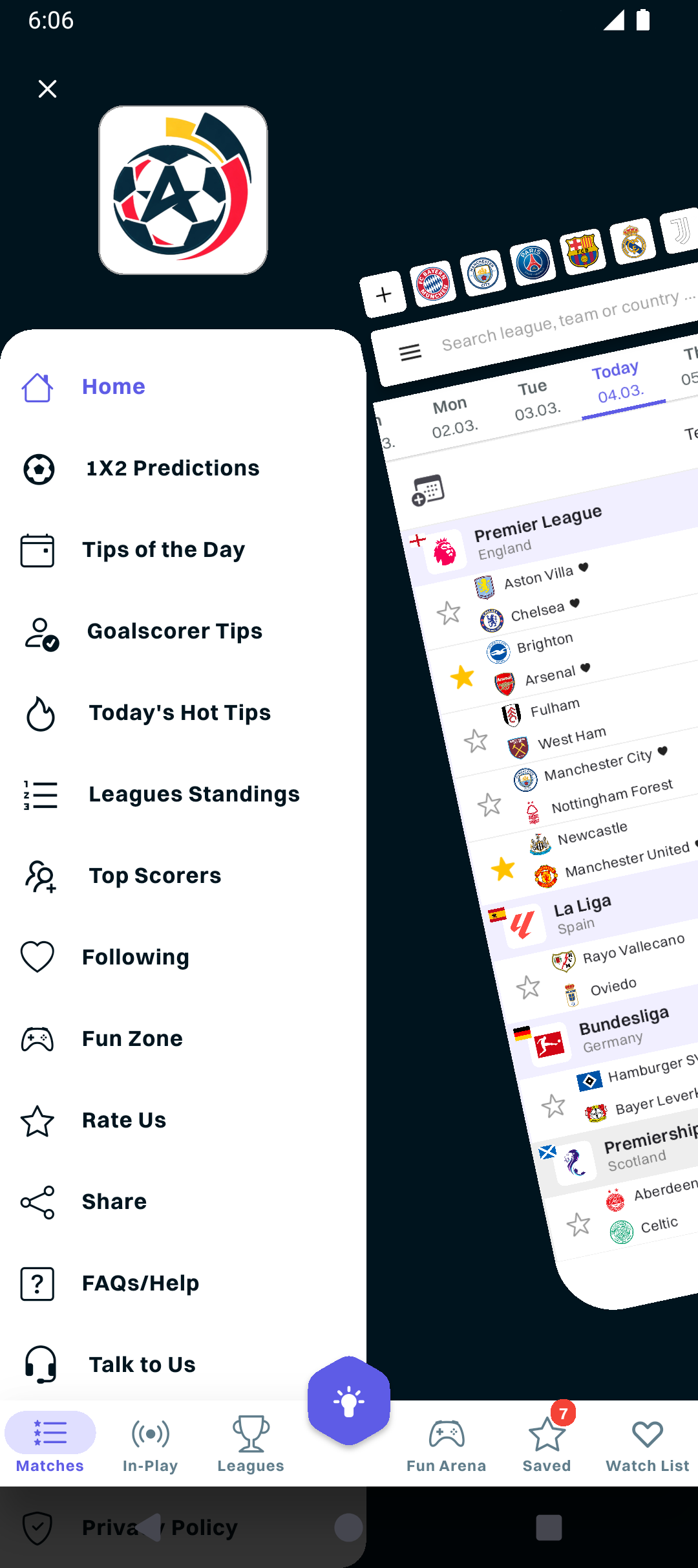 AdvanceScores Light appearance mobile screen